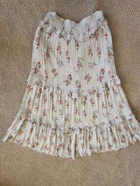 Women's Floral Skirt- Cream with Rust Floral